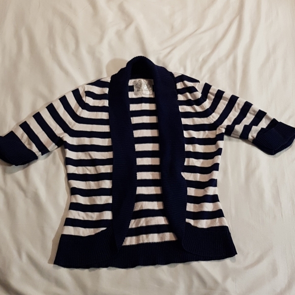 Justice girls blue & white Short sleeved sweater size 14 - Picture 1 of 3